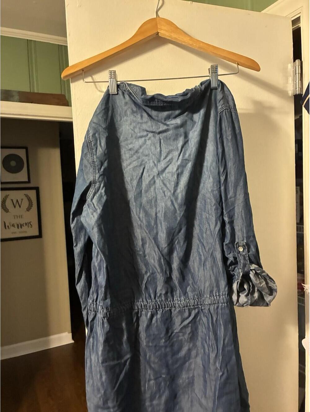 Gloria Vanderbilt "Ashleigh" Chambray Denim Shirt Dress - Size Large - Picture 5 of 7